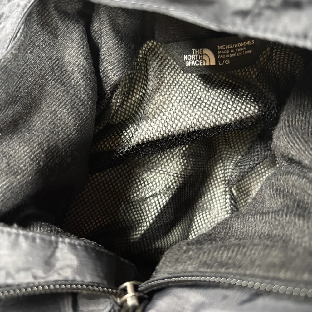 North Face Men L Black Hooded Rain‎ Jacket Dryvent Windbreaker ripstop gorpcore